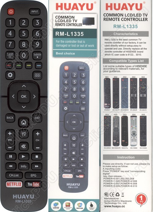 Huayu HISENSE DEXP/DNS RM-L1335 универсальный корпус пульта как EN2S27D